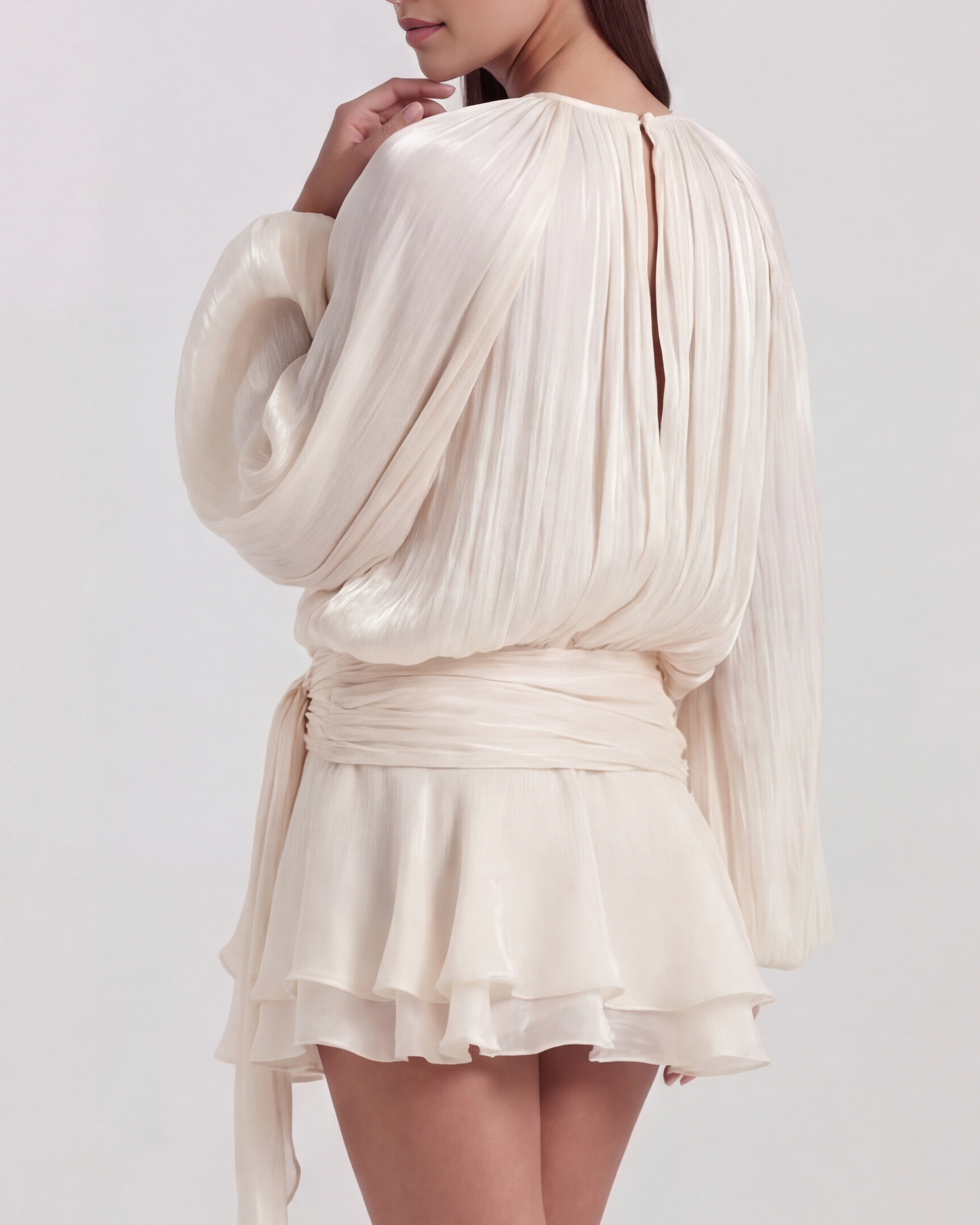 Gina Women's Dress | Pearl Tone, Structured Mini with Long Sleeves 7