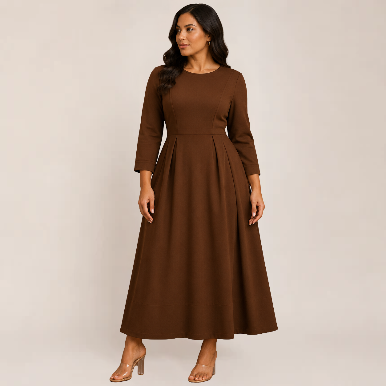 Ivy Midi Dress | Flowing 3/4 Sleeve, Available in Green and Black