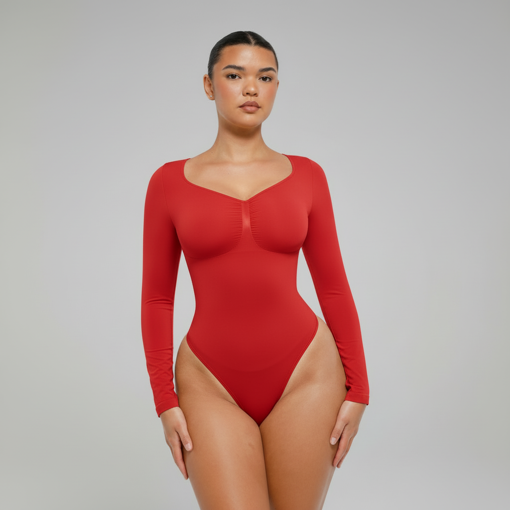 Long Sleeve Gathered Bodysuit | Women's Fashion Top