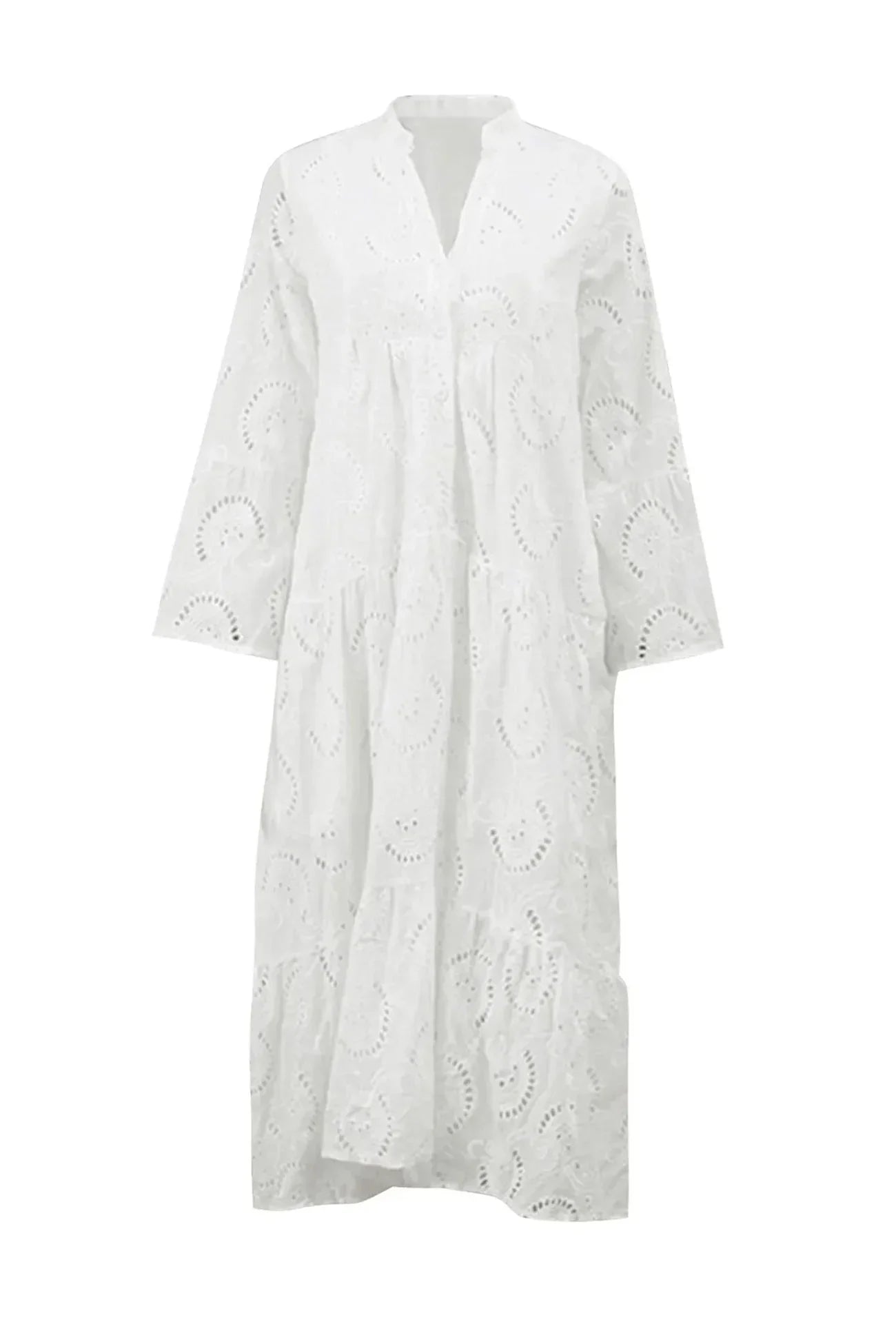 Luna Maxi Dress | Lightweight Openwork, 3/4 Sleeves, V-Neck 8