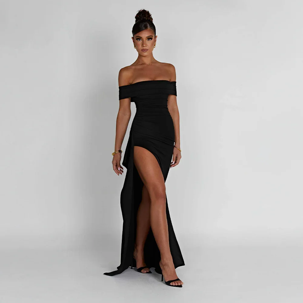 Luna Maxi Dress | Off-Shoulder, Chic Slit for Women 10
