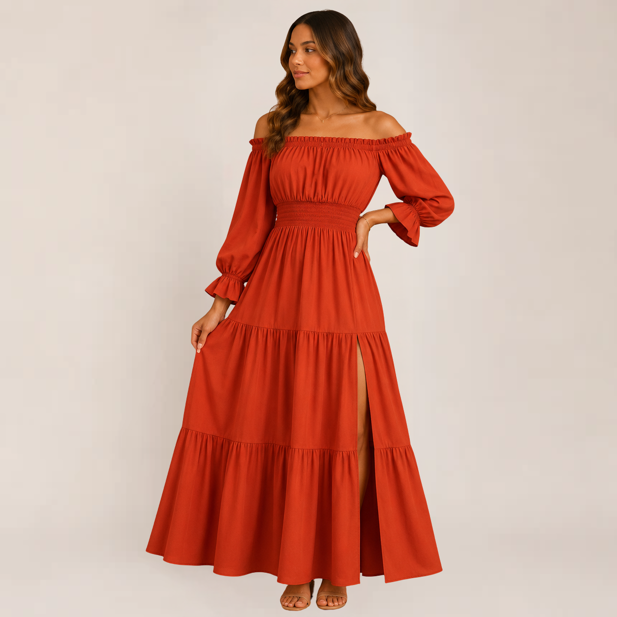 Luxe Lexie Dress | Off-Shoulder Tiered Maxi Summer Dress for Wedding Guests