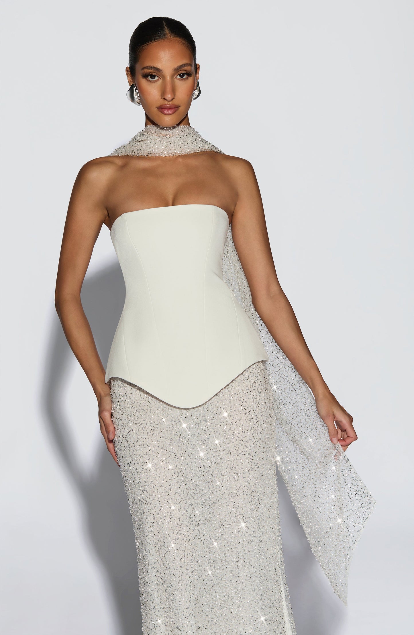 Ollie Corset Top | Structured Non-Stretch Crepe, Lace-Up Back 6