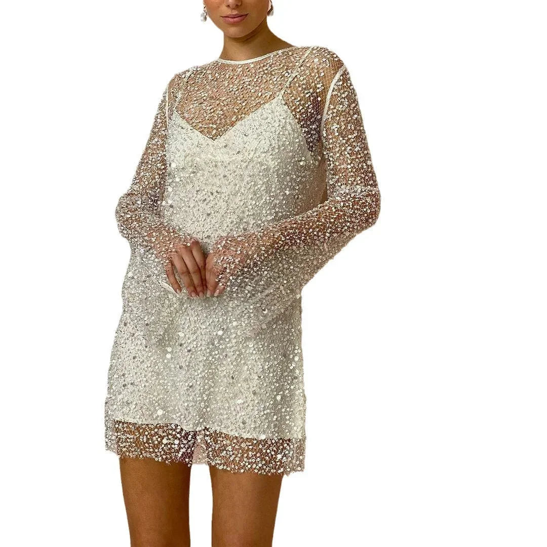 Sera Short Dress | Sequin, Long Sleeves for Formal and Prom Events 2