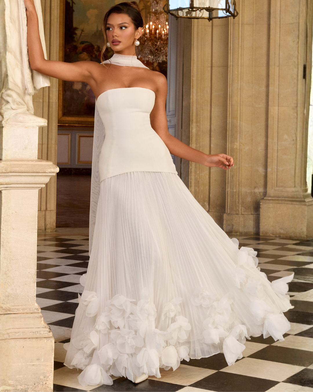 Seraphina Wedding Gown | Strapless, Floral Appliqués, Ivory