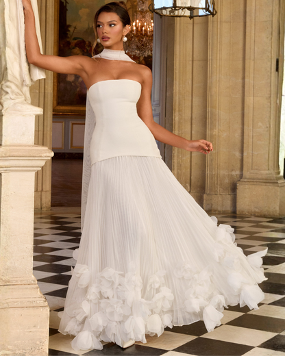 Seraphina Wedding Gown | Strapless, Floral Appliqués, Ivory