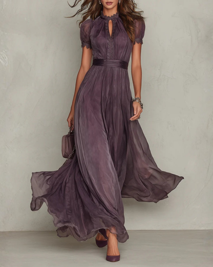 Celeste Maxi Dress | Elegant Lace Trim, Flowing Chiffon