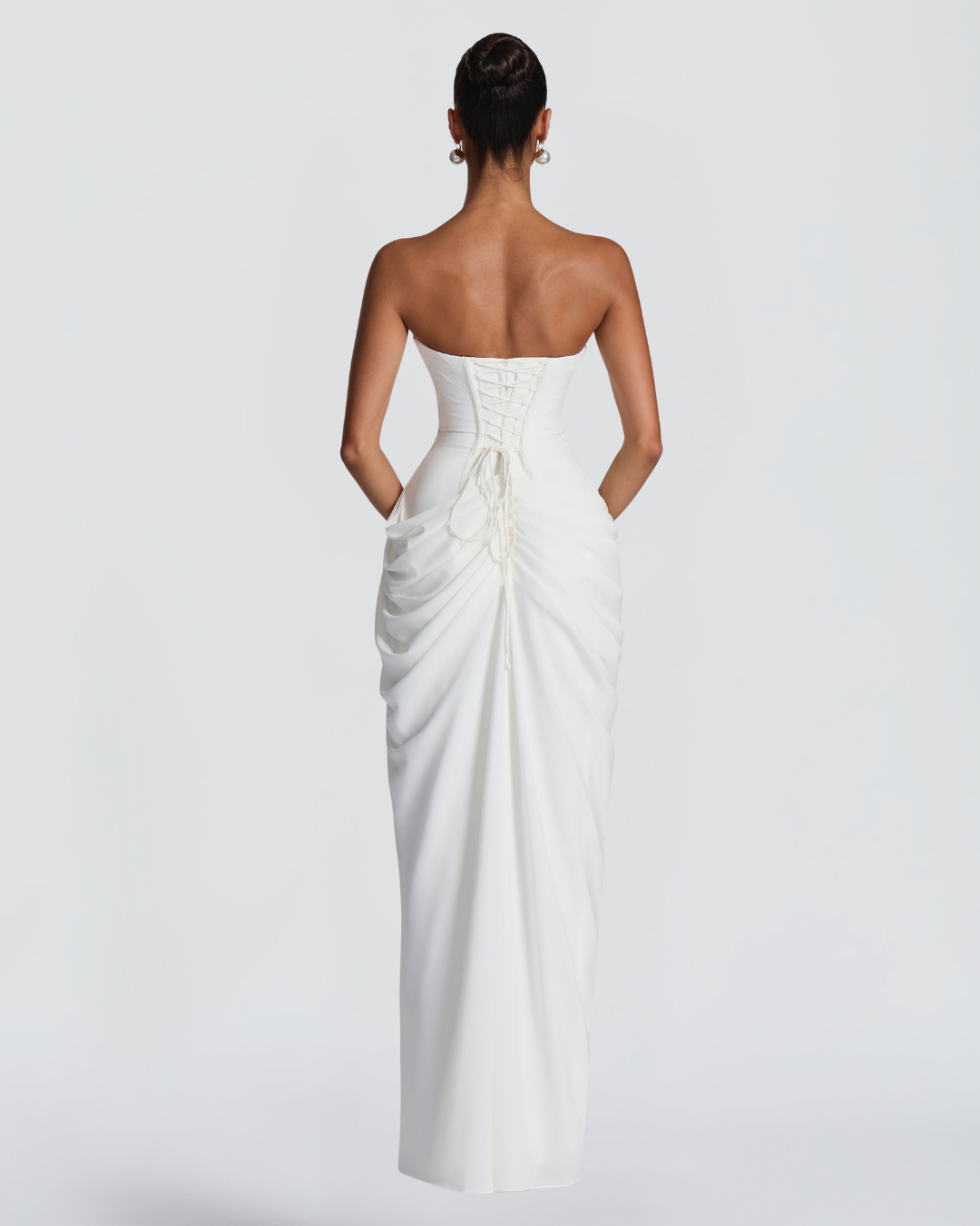 Cyla Wedding Gown | Ivory Chiffon, Strapless with Thigh-High Split