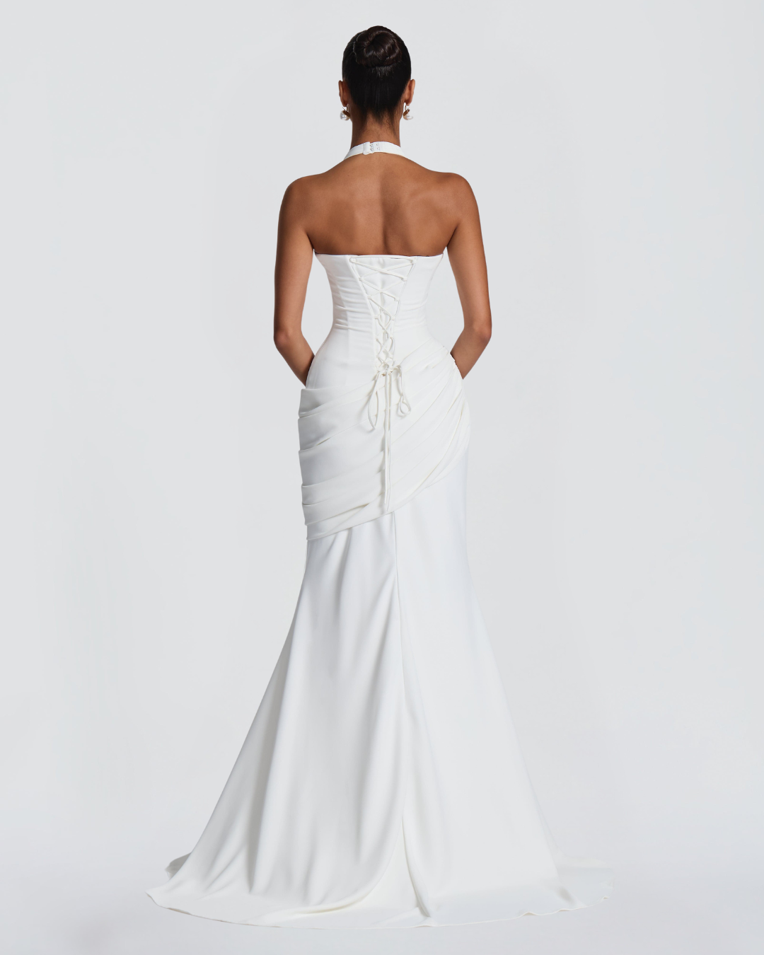 Nora Bridal Gown | Ivory Draped Crepe, Mermaid Silhouette