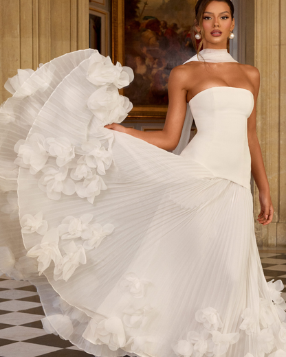 Seraphina Wedding Gown | Strapless, Floral Appliqués, Ivory