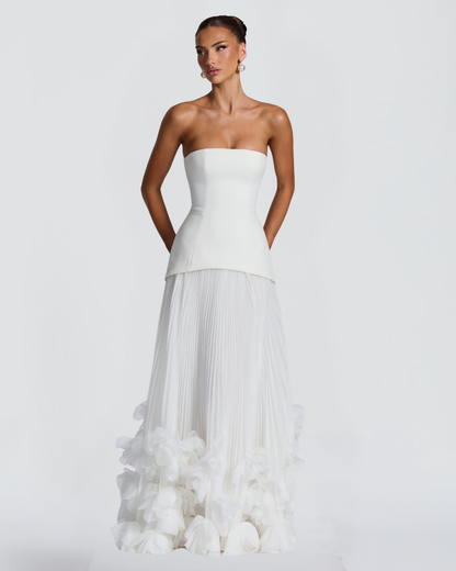 Seraphina Wedding Gown | Strapless, Floral Appliqués, Ivory
