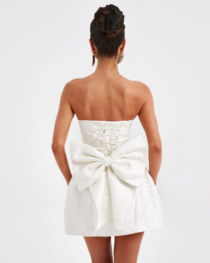Elenora Women's Dress | Strapless Lace-Up Mini Dress with Structured Skirt