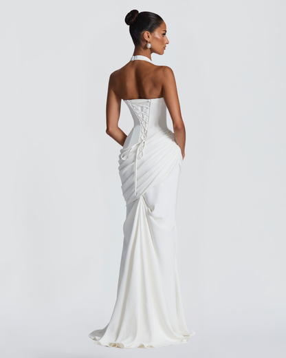 Nora Bridal Gown | Ivory Draped Crepe, Mermaid Silhouette