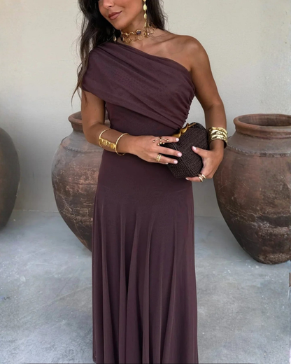 Wendy Women's Dress | One-Shoulder Pleated Summer Wedding Guest Dress