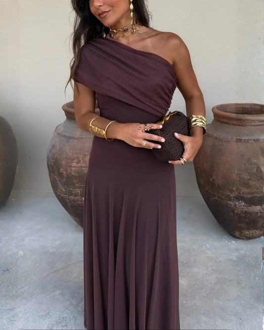 Wendy Women's Dress | One-Shoulder Pleated Summer Wedding Guest Dress