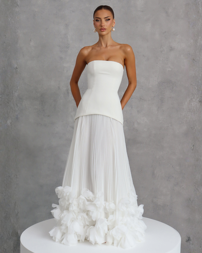 Seraphina Wedding Gown | Strapless, Floral Appliqués, Ivory