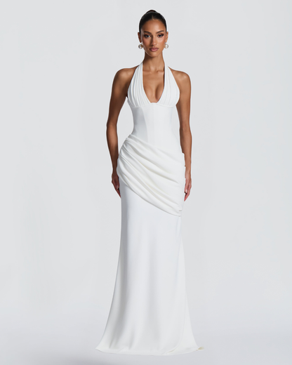 Nora Bridal Gown | Ivory Draped Crepe, Mermaid Silhouette