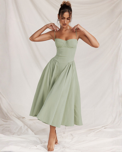Jade Midi Dress | Elegant Cotton-Polyester Blend for Women