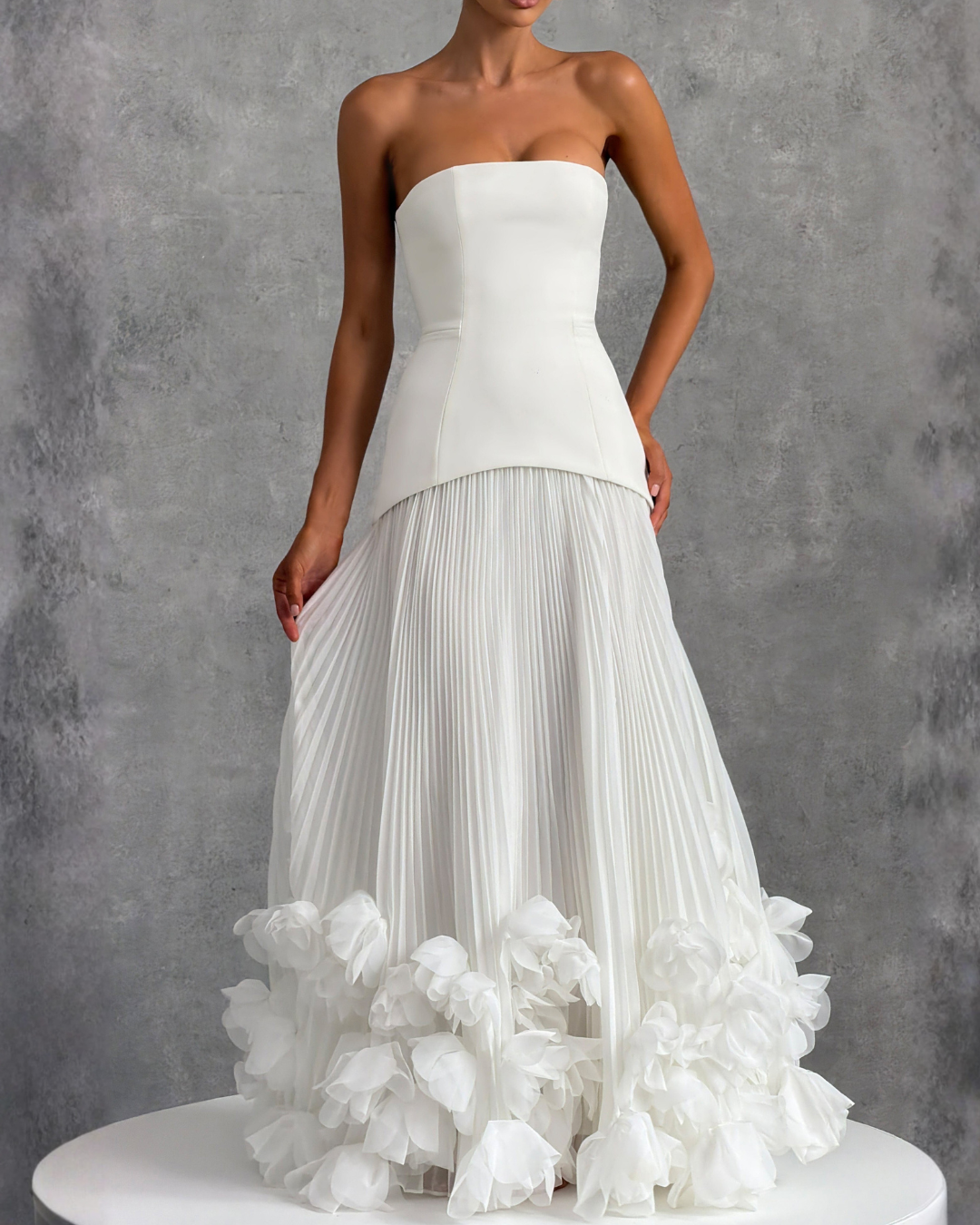 Seraphina Wedding Gown | Strapless, Floral Appliqués, Ivory
