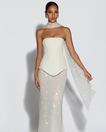 Ollie Corset Top | Structured Non-Stretch Crepe, Lace-Up Back