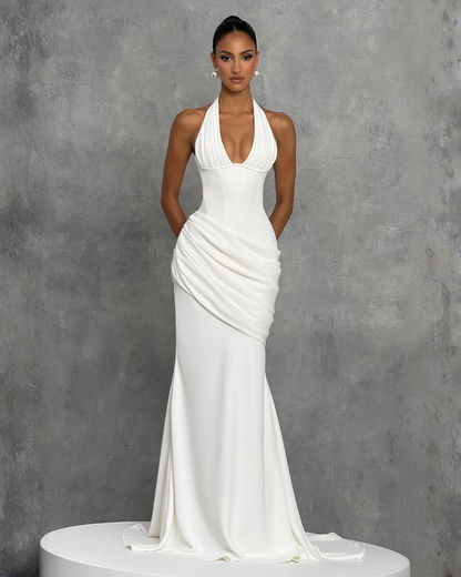 Nora Bridal Gown | Ivory Draped Crepe, Mermaid Silhouette
