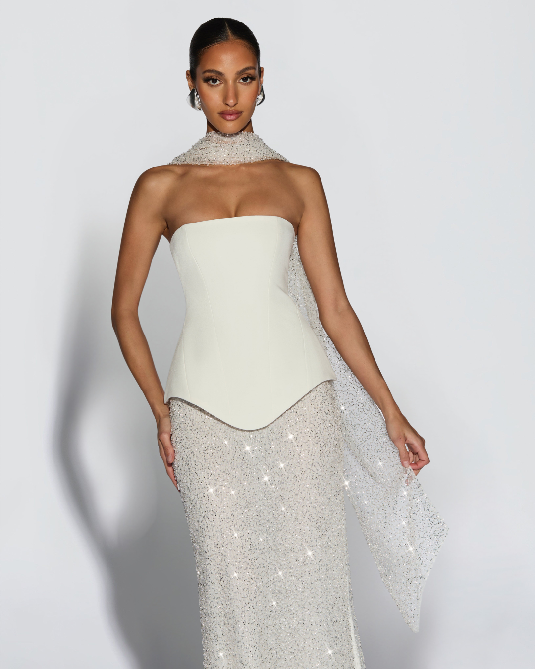 Ollie Corset Top | Structured Non-Stretch Crepe, Lace-Up Back
