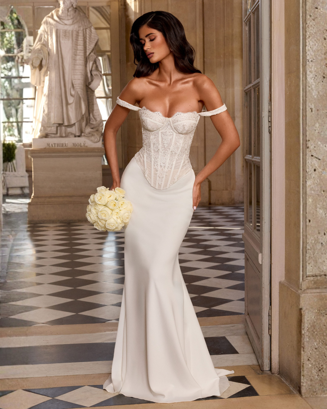 Tansy Bridal Corset Top | Ivory Lace with Scalloped Detailing