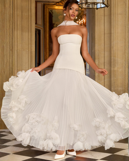 Seraphina Wedding Gown | Strapless, Floral Appliqués, Ivory