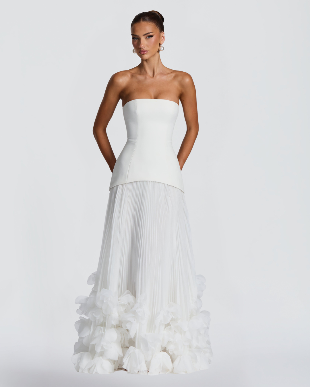 Seraphina Wedding Gown | Strapless, Floral Appliqués, Ivory