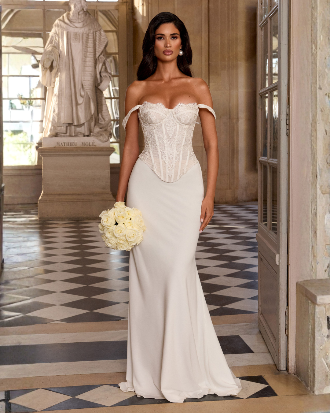 Tansy Bridal Corset Top | Ivory Lace with Scalloped Detailing