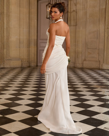 Nora Bridal Gown | Ivory Draped Crepe, Mermaid Silhouette