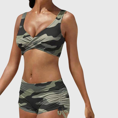 Aida Camo Bikini Sets | Sporty Fit, Stretch Polyester Swimwear for Women 0