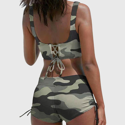 Aida Camo Bikini Sets | Sporty Fit, Stretch Polyester Swimwear for Women 1