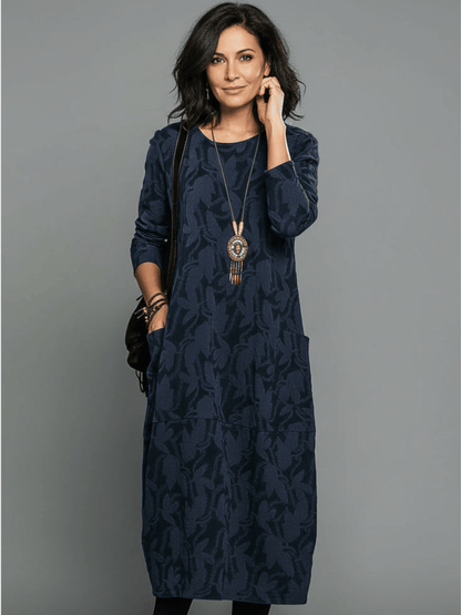 Alyssa Midi Dress | Relaxed Fit, Textured with Pockets, Available in Plus Sizes 0