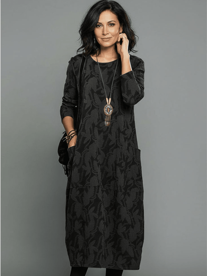 Alyssa Midi Dress | Relaxed Fit, Textured with Pockets, Available in Plus Sizes 1