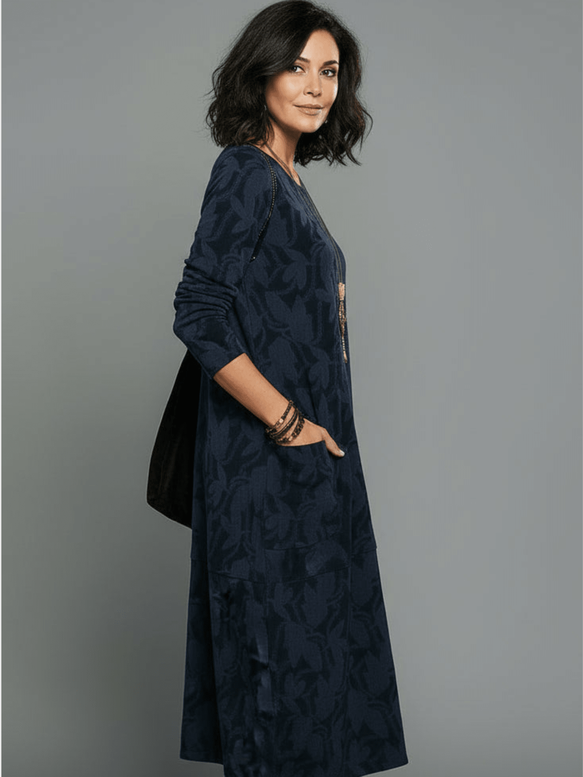 Alyssa Midi Dress | Relaxed Fit, Textured with Pockets, Available in Plus Sizes 3