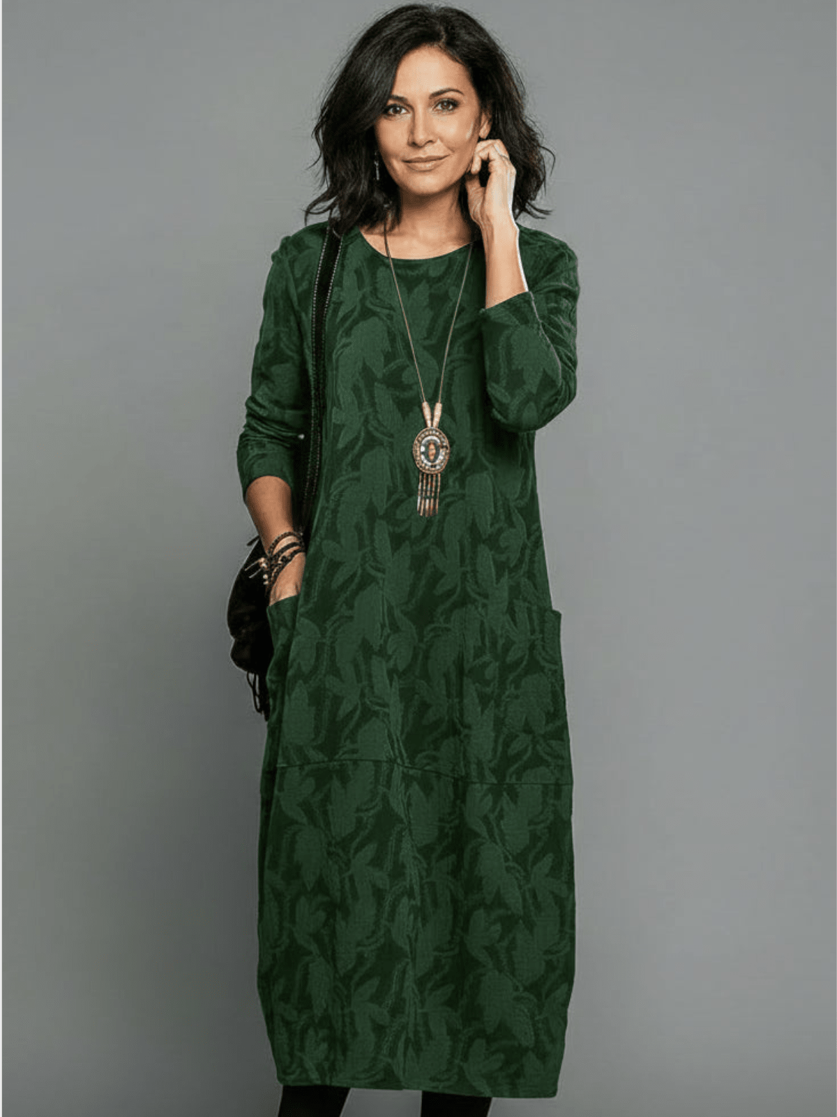 Alyssa Midi Dress | Relaxed Fit, Textured with Pockets, Available in Plus Sizes 4