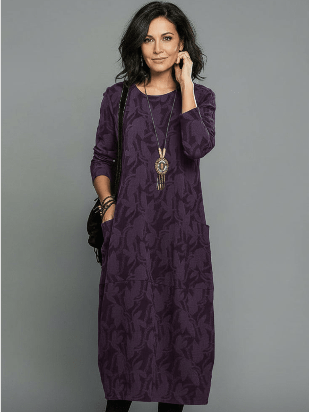 Alyssa Midi Dress | Relaxed Fit, Textured with Pockets, Available in Plus Sizes 5