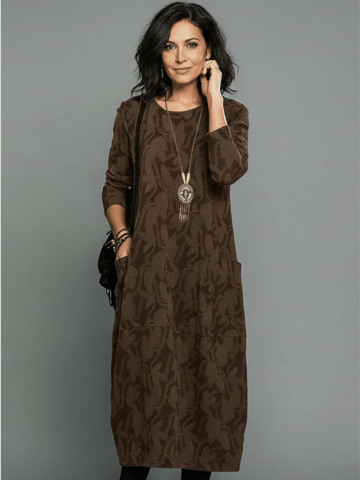 Alyssa Midi Dress | Relaxed Fit, Textured with Pockets, Available in Plus Sizes 6
