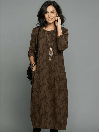 Alyssa Midi Dress | Relaxed Fit, Textured with Pockets, Available in Plus Sizes 6
