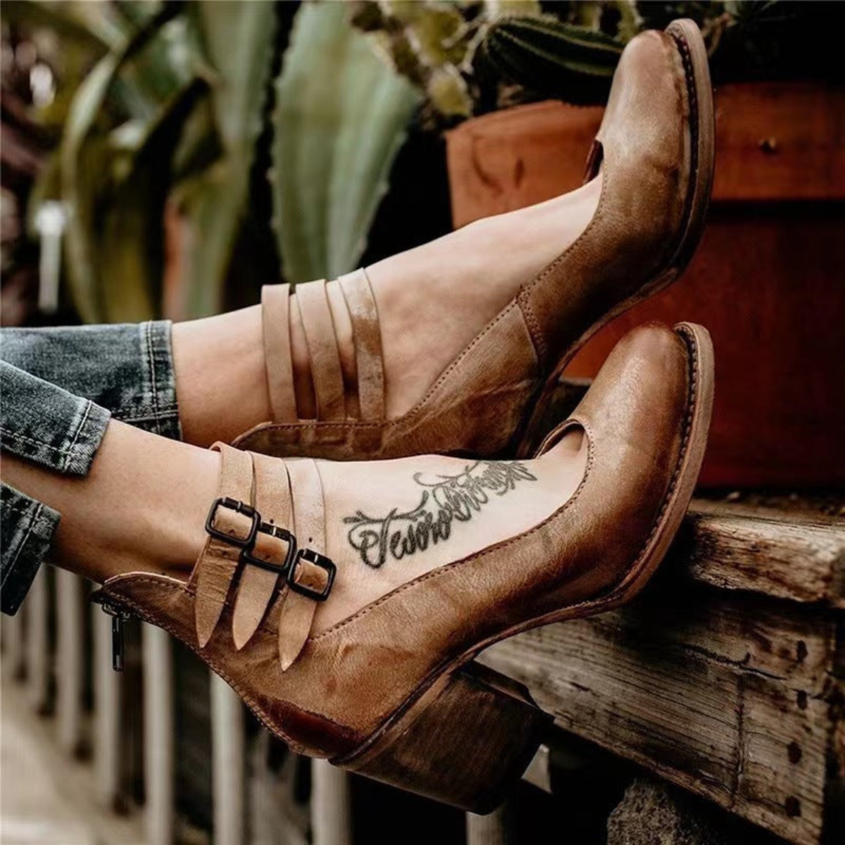 Aubrey Ankle Shoes | Durable Faux Leather, Block Heel 1