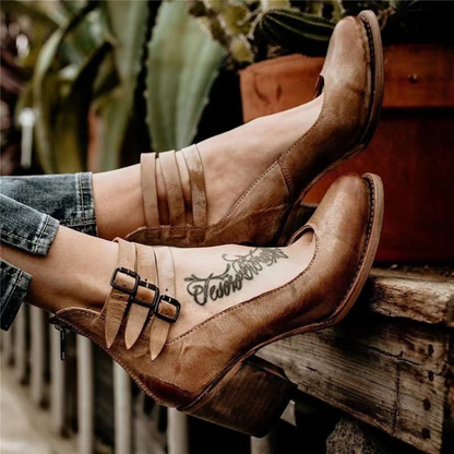 Aubrey Ankle Shoes | Durable Faux Leather, Block Heel 1