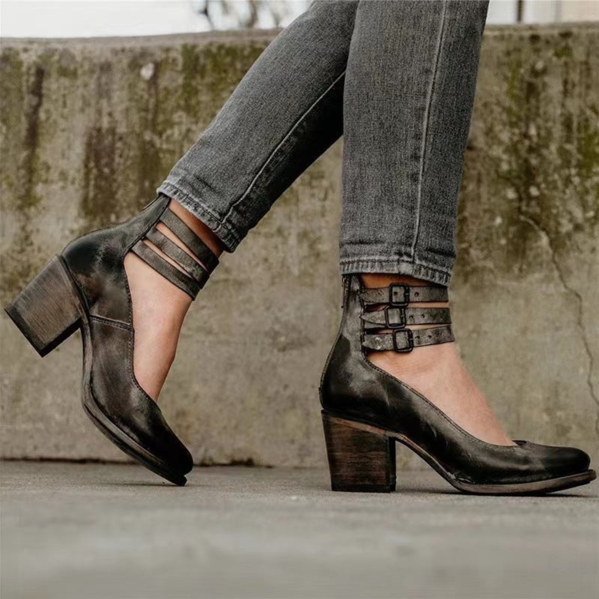 Aubrey Ankle Shoes | Durable Faux Leather, Block Heel 3