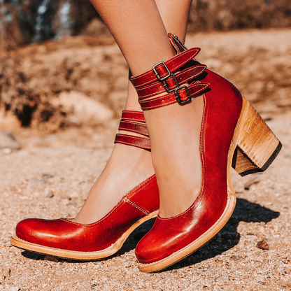 Aubrey Ankle Shoes | Durable Faux Leather, Block Heel 4