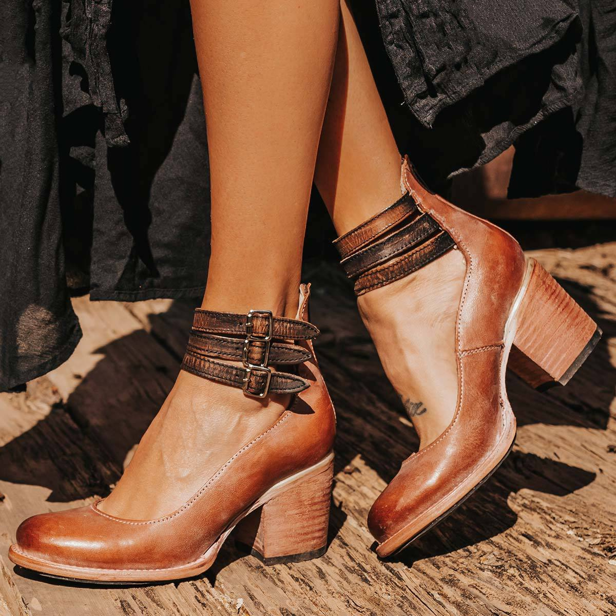 Aubrey Ankle Shoes | Durable Faux Leather, Block Heel 7