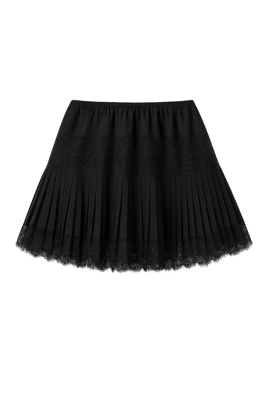 Aura Black Mini Skirt | Lace Detailing, Flattering Silhouette 2