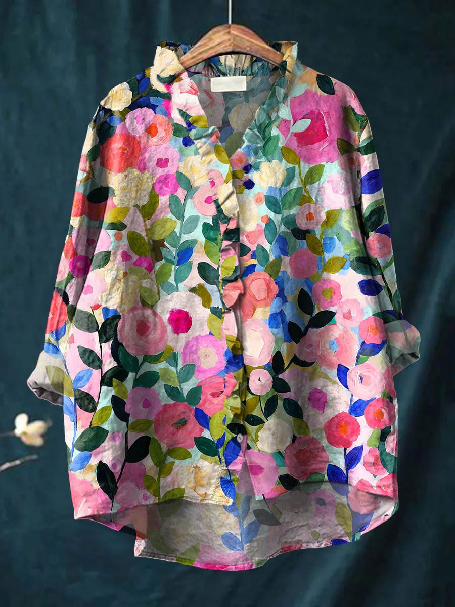 Ava Classic Blouse | Floral Design, Relaxed Fit 0