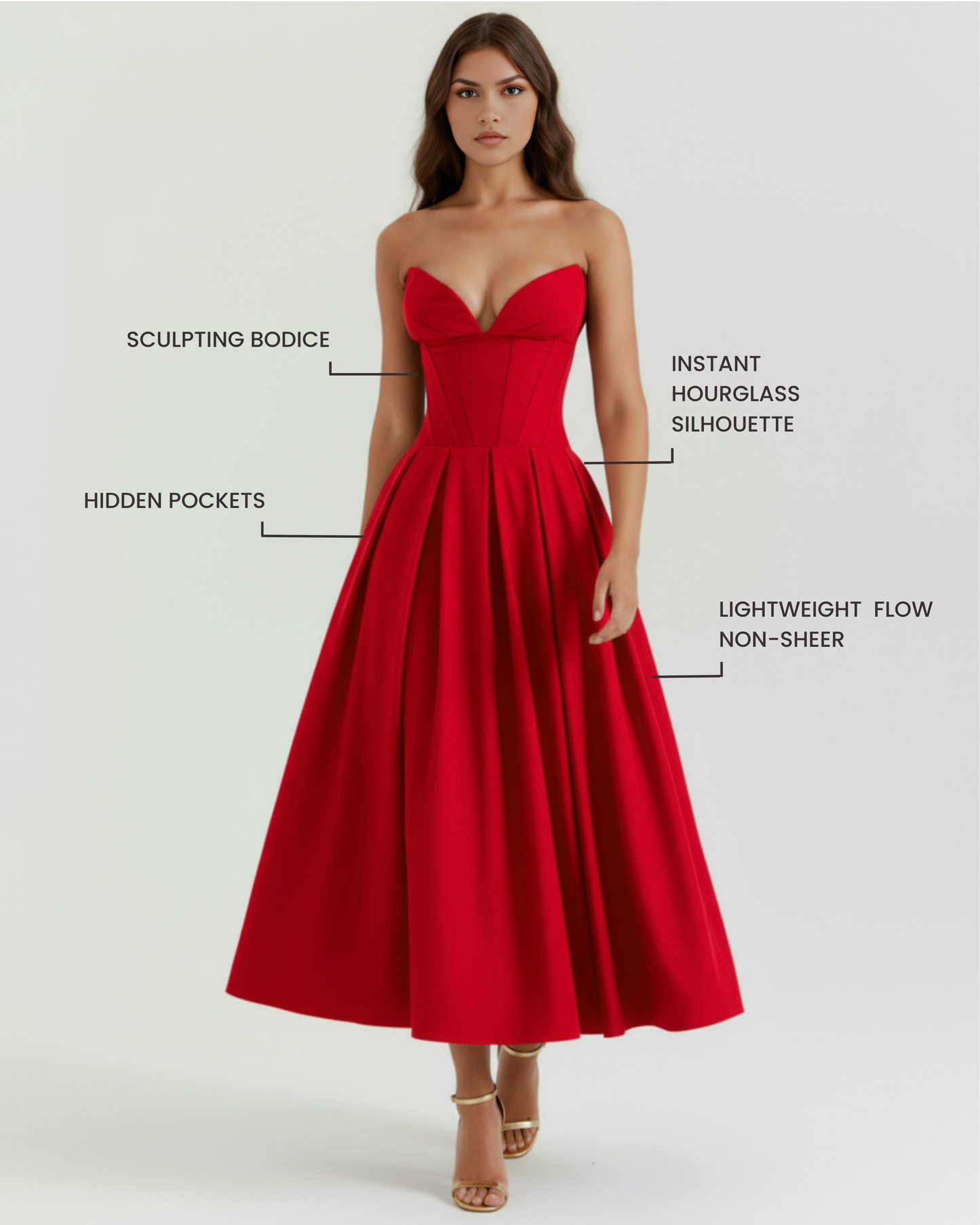 Ava Cocktail Dress | Sculpted Bodice, Voluminous Skirt, Soft Fabric 1