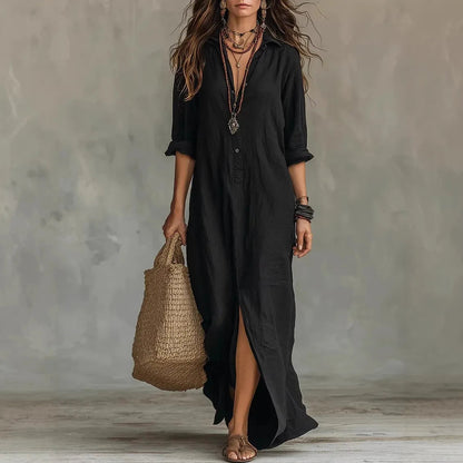 Ava Linen Shirt Dress | Soft Cotton, Ankle-Length 1
