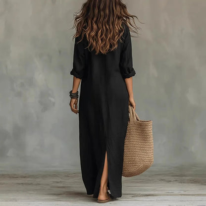 Ava Linen Shirt Dress | Soft Cotton, Ankle-Length 2